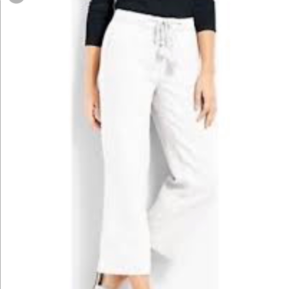 Talbots White Easy Draw String Linen Pants